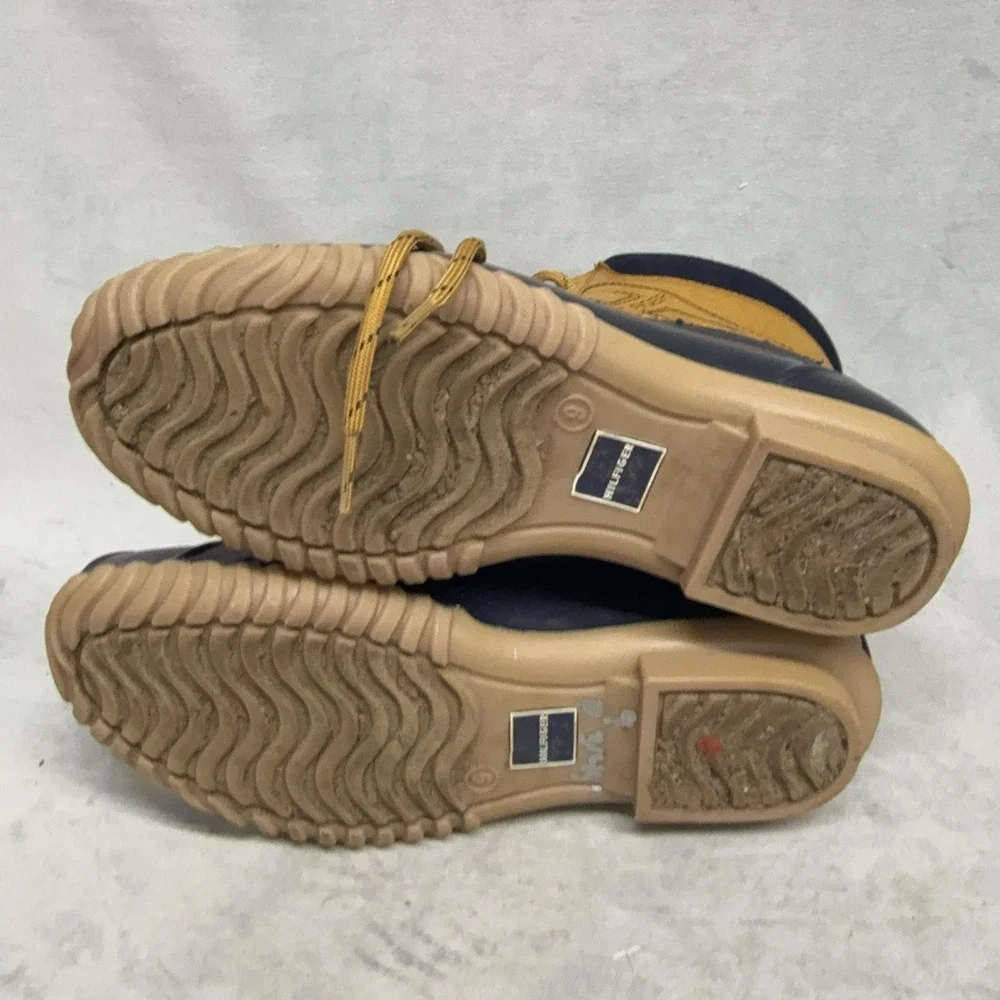 Tommy Hilfiger Boots Mens Size 9 Blue Tan Duck Snow Waterproof Ankle TWHENREE2